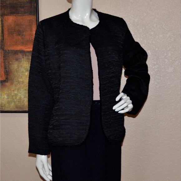 EILEEN FISHER - BLACK SHIMMER TWEED DESIGNER JACKET/BLAZER SIZE M NEW!!! - Picture 5 of 6